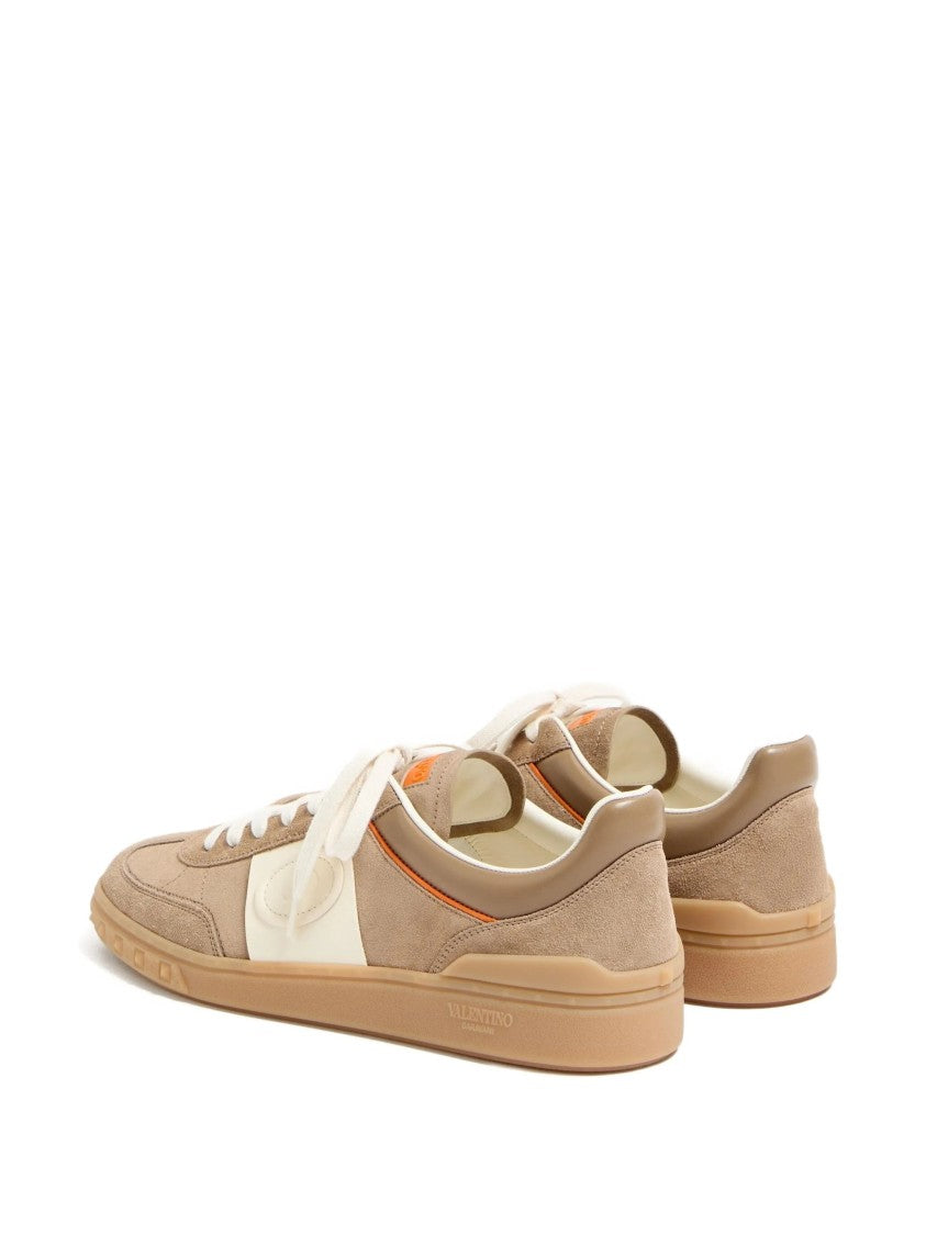 Valentino Beige Upvillage Suede Low-Top Sneakers