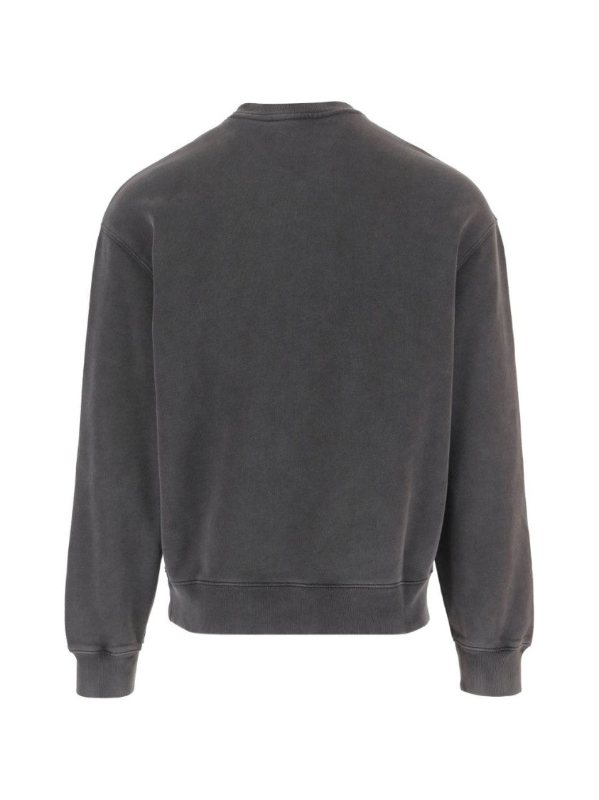 Maison Kitsuné Charcoal Grey Washed Embroidered Fox Sweater