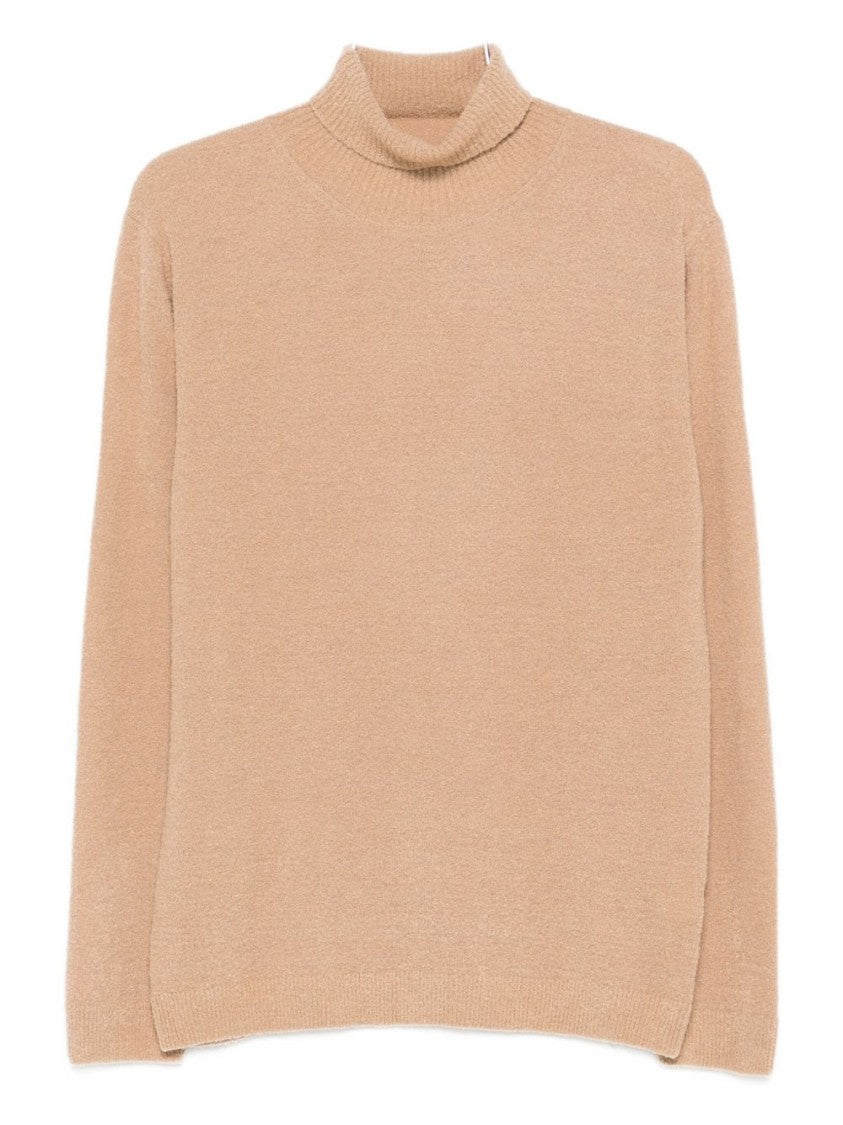 Daniele Fiesoli Camel Wool-Cashmere Blend Sweater With High Neckline