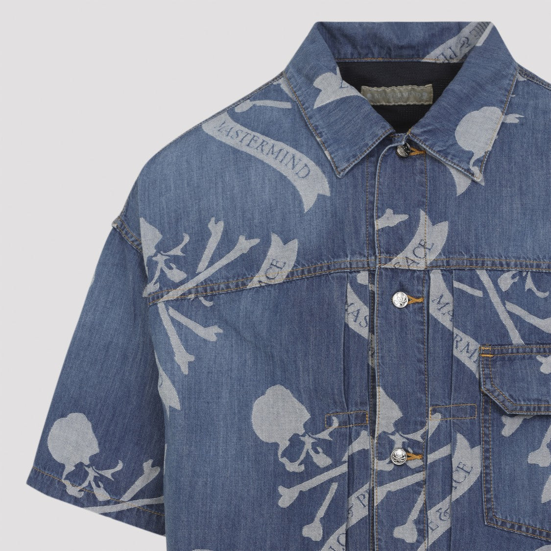 Mastermind Denim Shirt With Repeated Skull Pattern