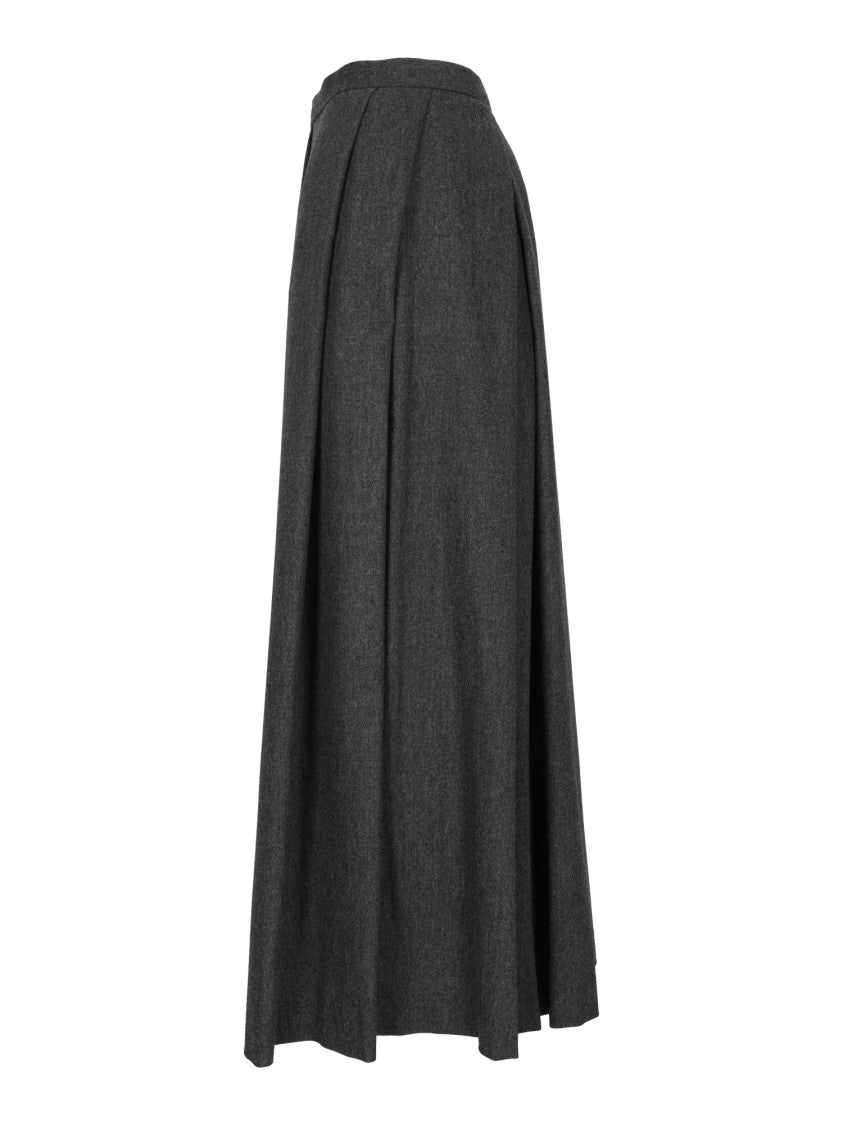 Emporio Armani Grey A-Line Pleated Midi Skirt
