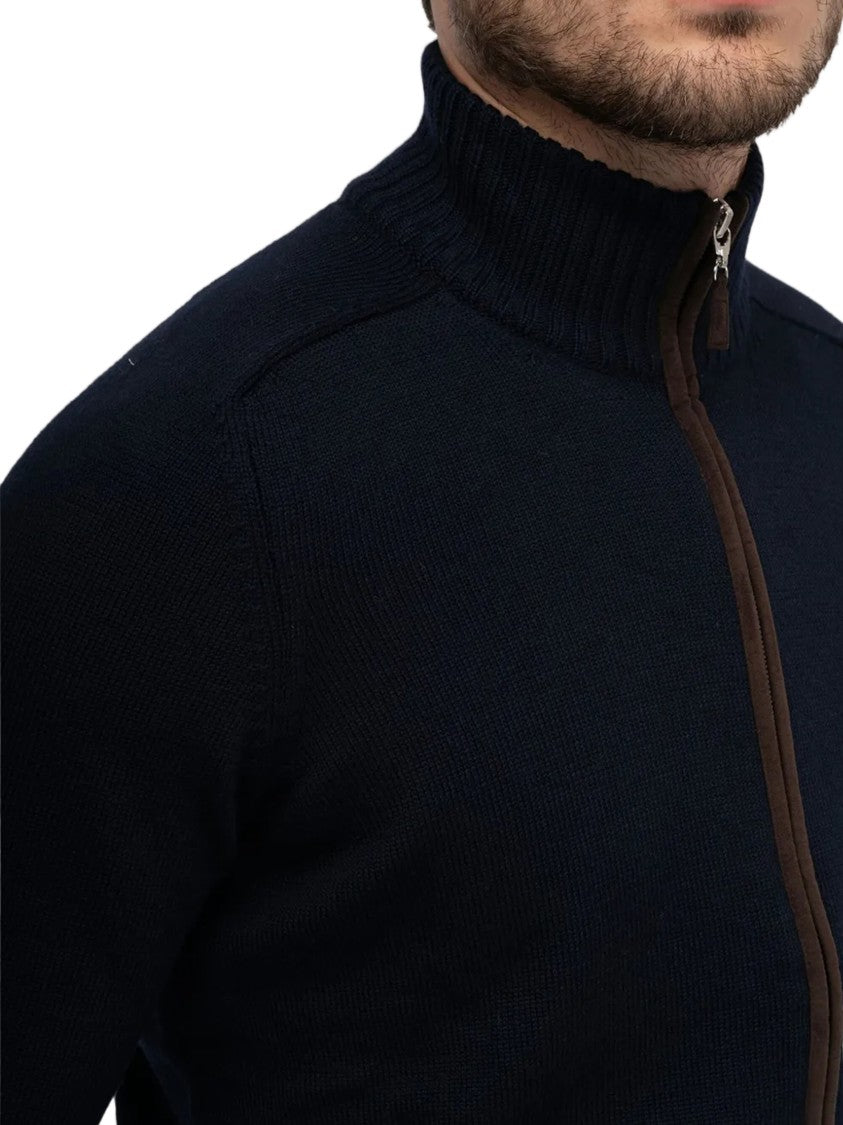 Gran Sasso Tailored Black Wool Zip-Up Jacket With Ribbed Details