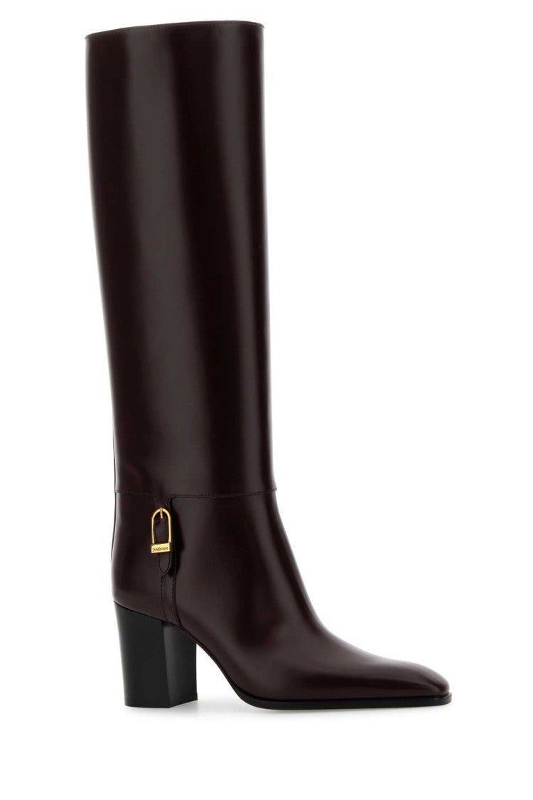 Saint Laurent Grape Leather Julia 70 Boots