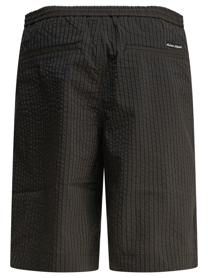 Maison Kitsuné Dark Green Pinstripe Shorts