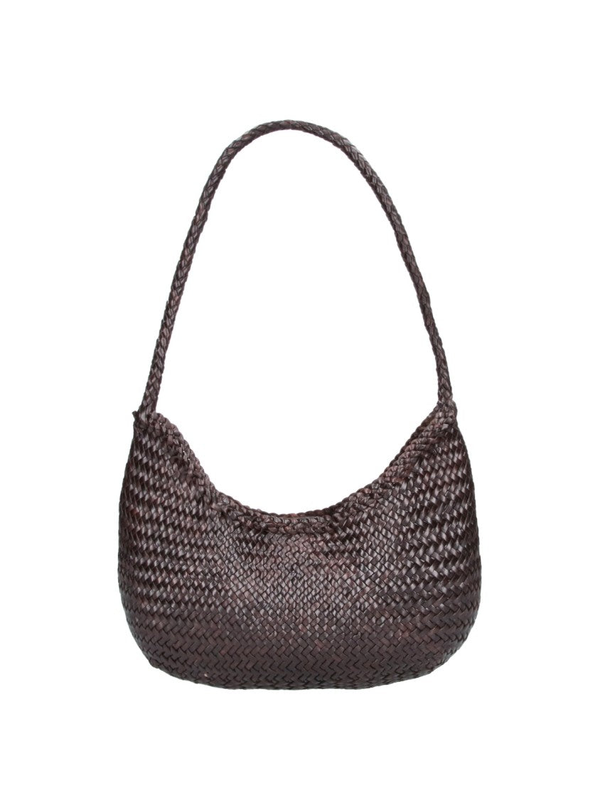 Dragon Diffusion Brown Nova Luna Woven Leather Shoulder Bag