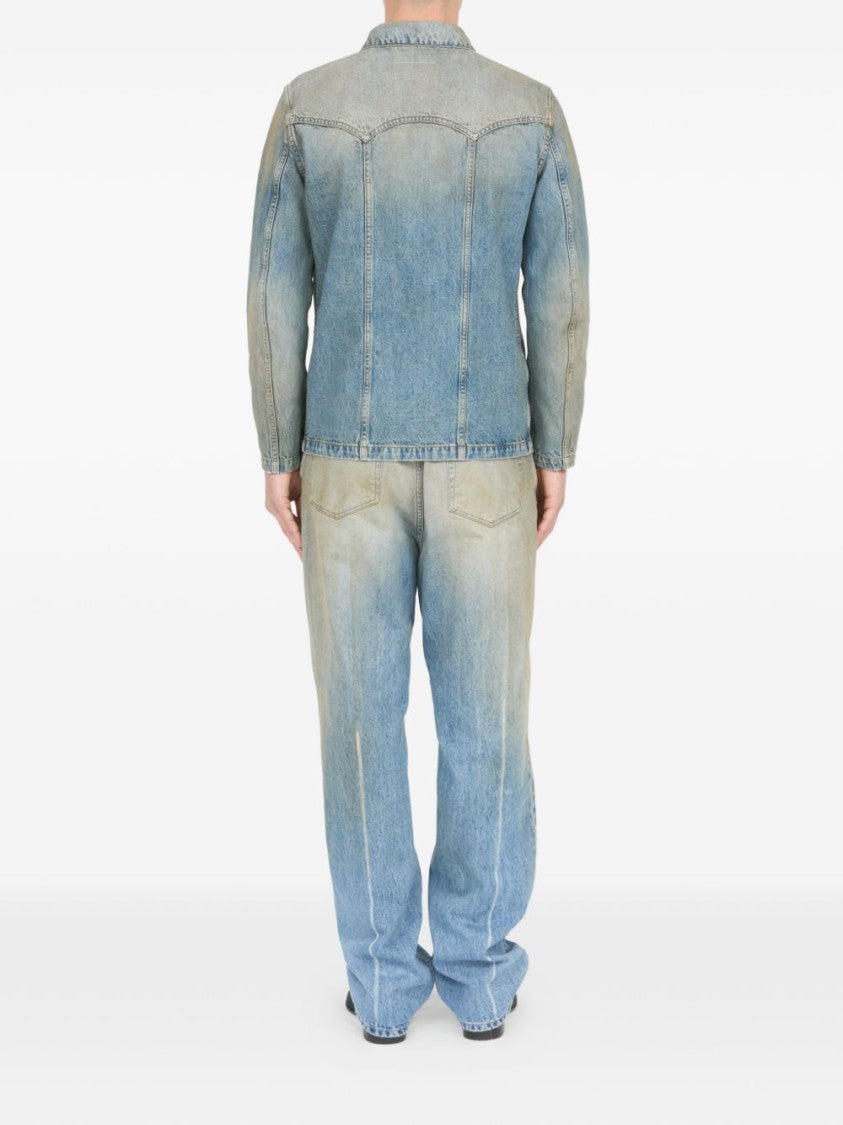 Mm6 By Maison Margiela Blue Faded Denim Buttoned Jacket