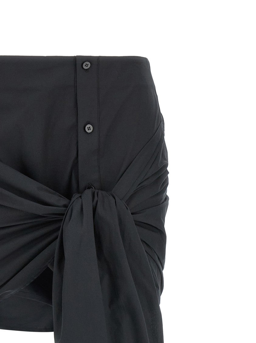 The Attico Cotton Mini Skirt With Curled Sash