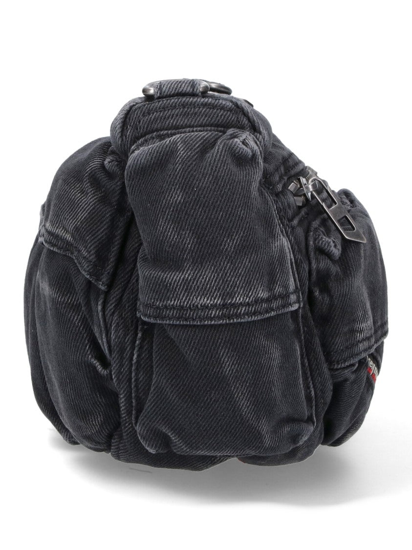 Diesel Black Cotton Shoulder Bag With Multi-Pocket Design