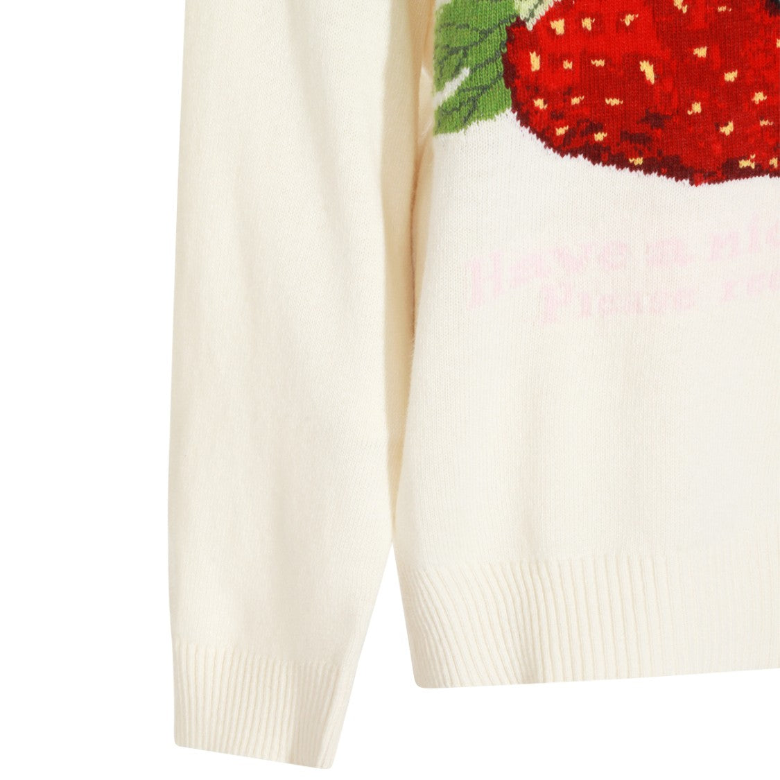 Ganni Egret Wool Sweater With Graphic Detailing