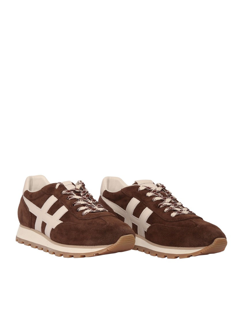 Hogan Brown H701 Suede Cream Sneakers