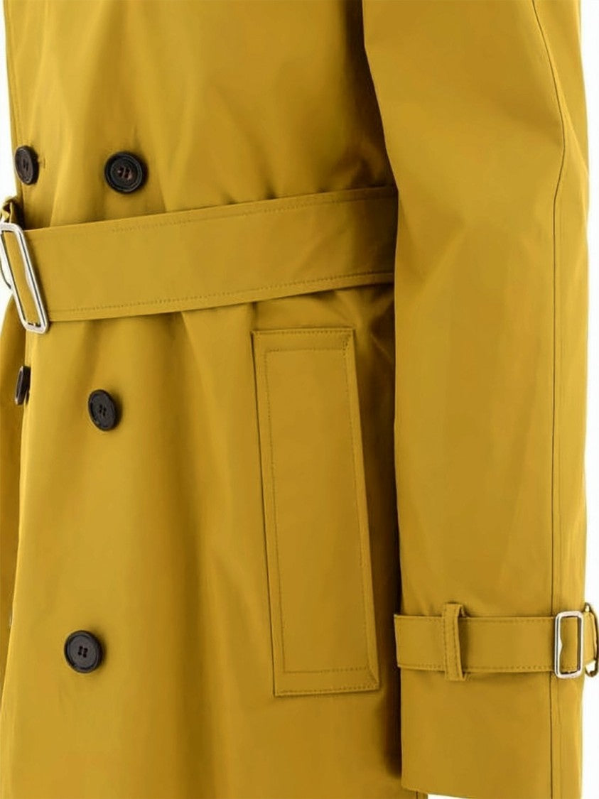 Burberry Double-Breasted Orange Trench Coat With Structured Design
