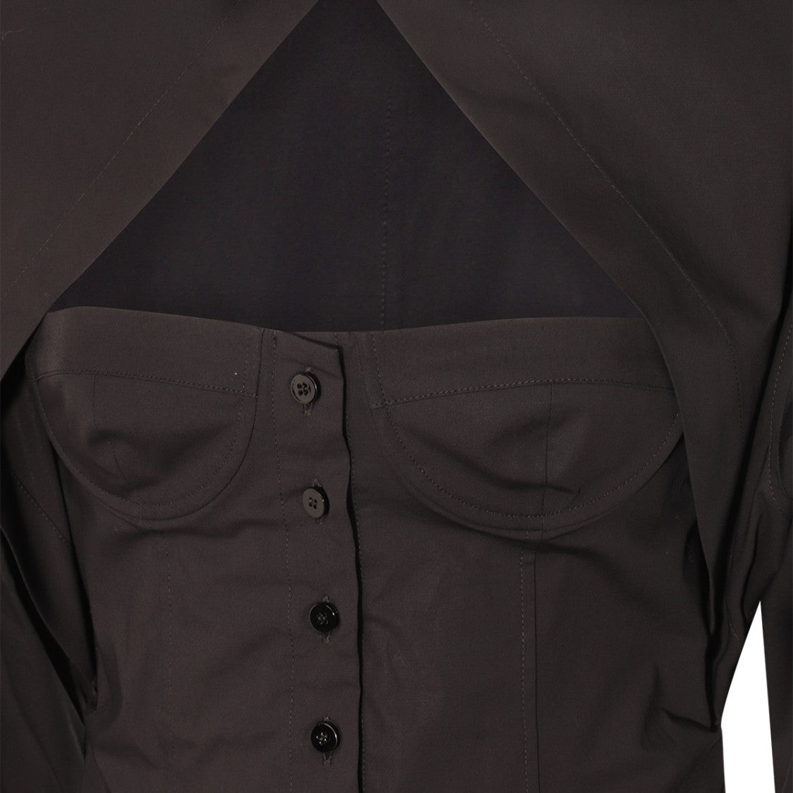 The Attico Cut-Out Bustier Shirt Dress With Shaped Skirt