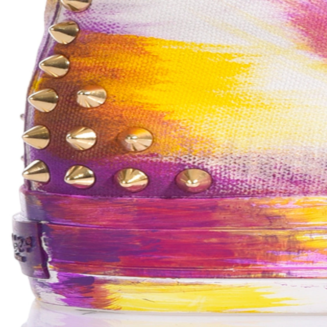 Mimanera Purple Handcrafted Studded Gold Platform Sneakers