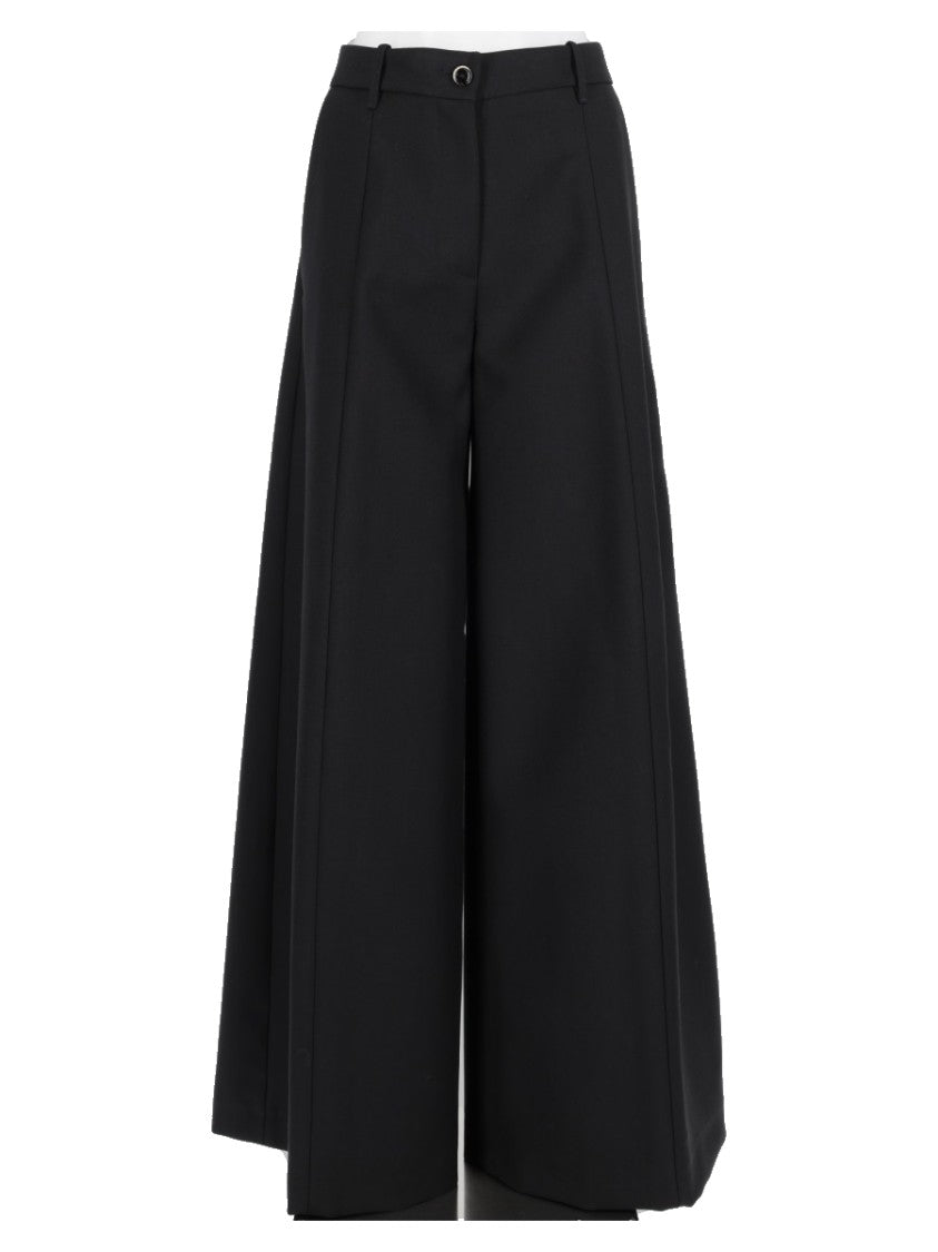 Nine In The Morning Black High-Waist Wool Wide-Leg Pants