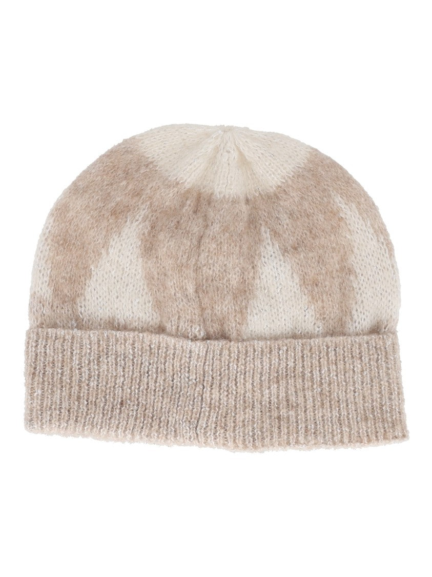 Peserico Knit Hat With Textured Fabric And Ribbed Brim