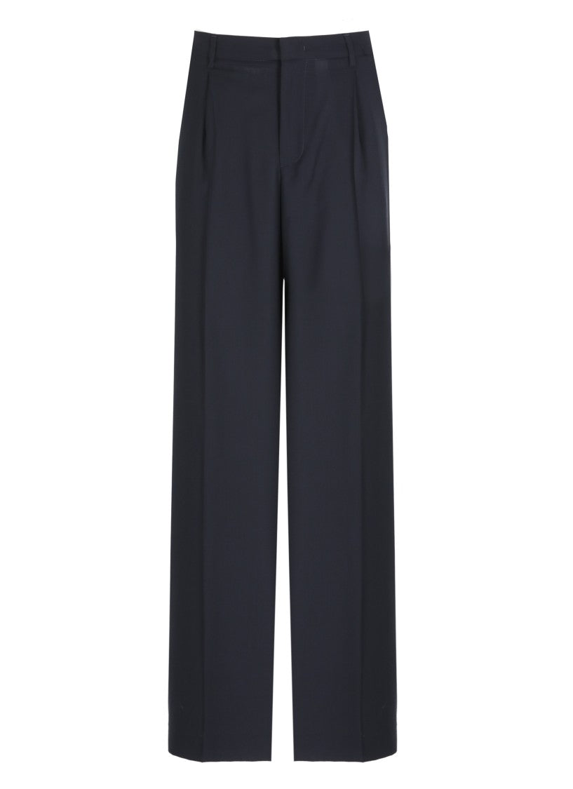 Pt Torino Blue Wool Straight-Leg Pants