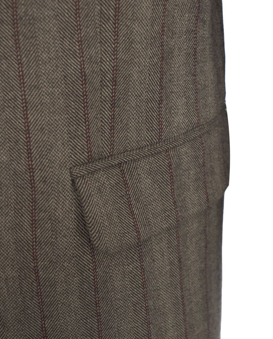 Ottod'ame Brown Pinstripe Blazer With Tailored Fit And Flap Pockets