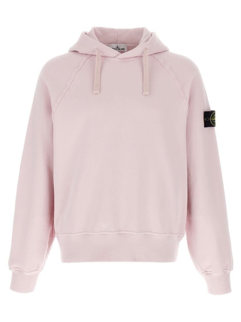 Stone Island Oversized Fleece Hoodie With Logo Badge And Drawstring Hood