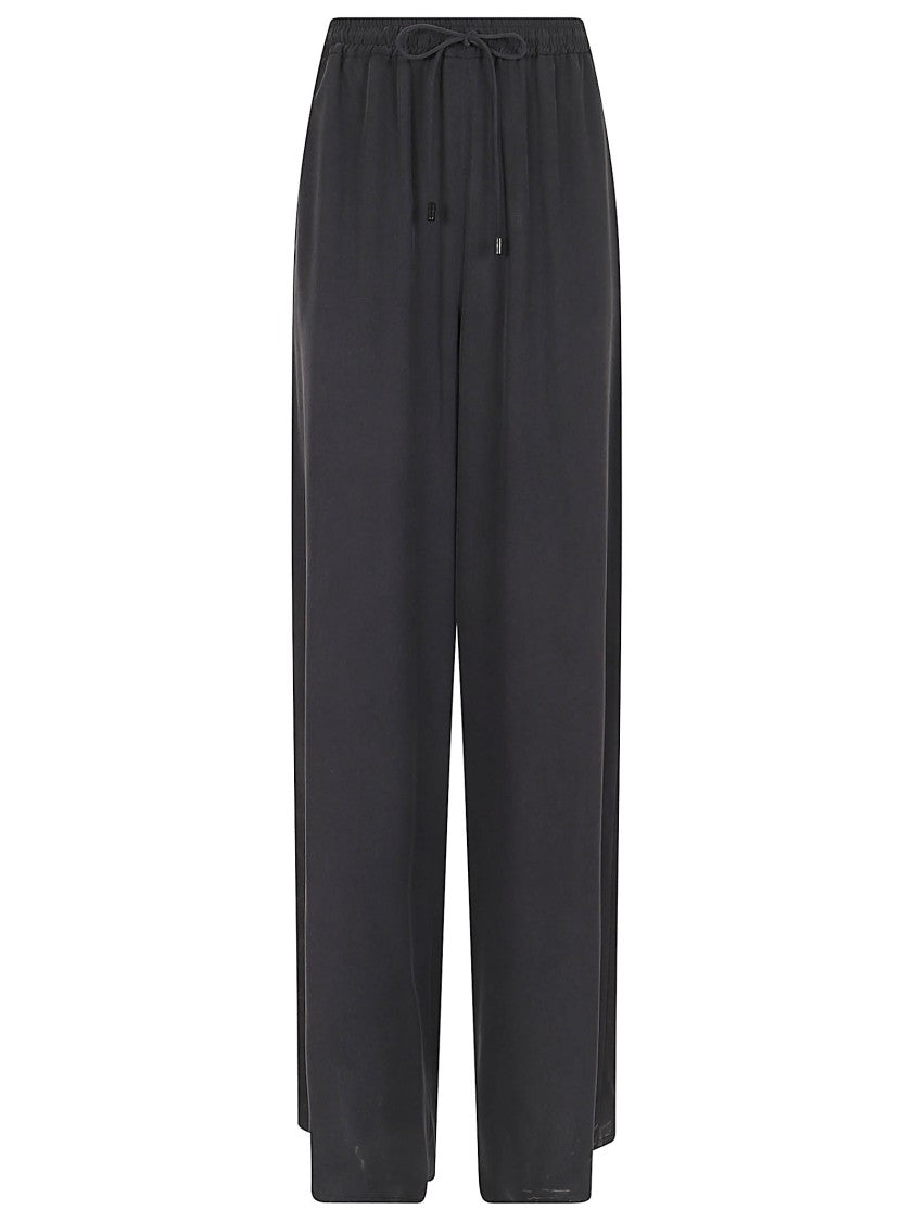 Max Mara Wide-Leg Washed Silk Trousers With Adjustable Waistband
