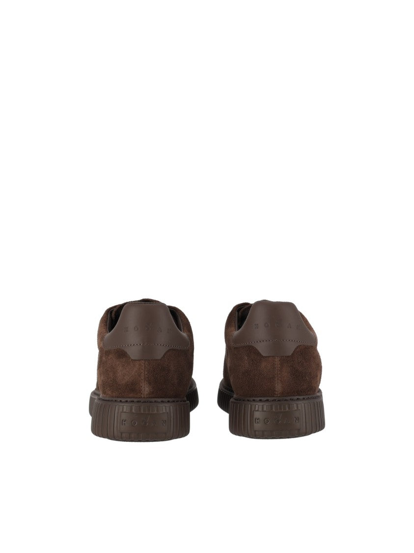 Hogan Brown H677 Perforated Suede Leather Sneakers