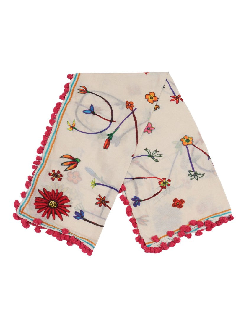 Faliero Sarti Simpaty Floral Pom Pom Scarf