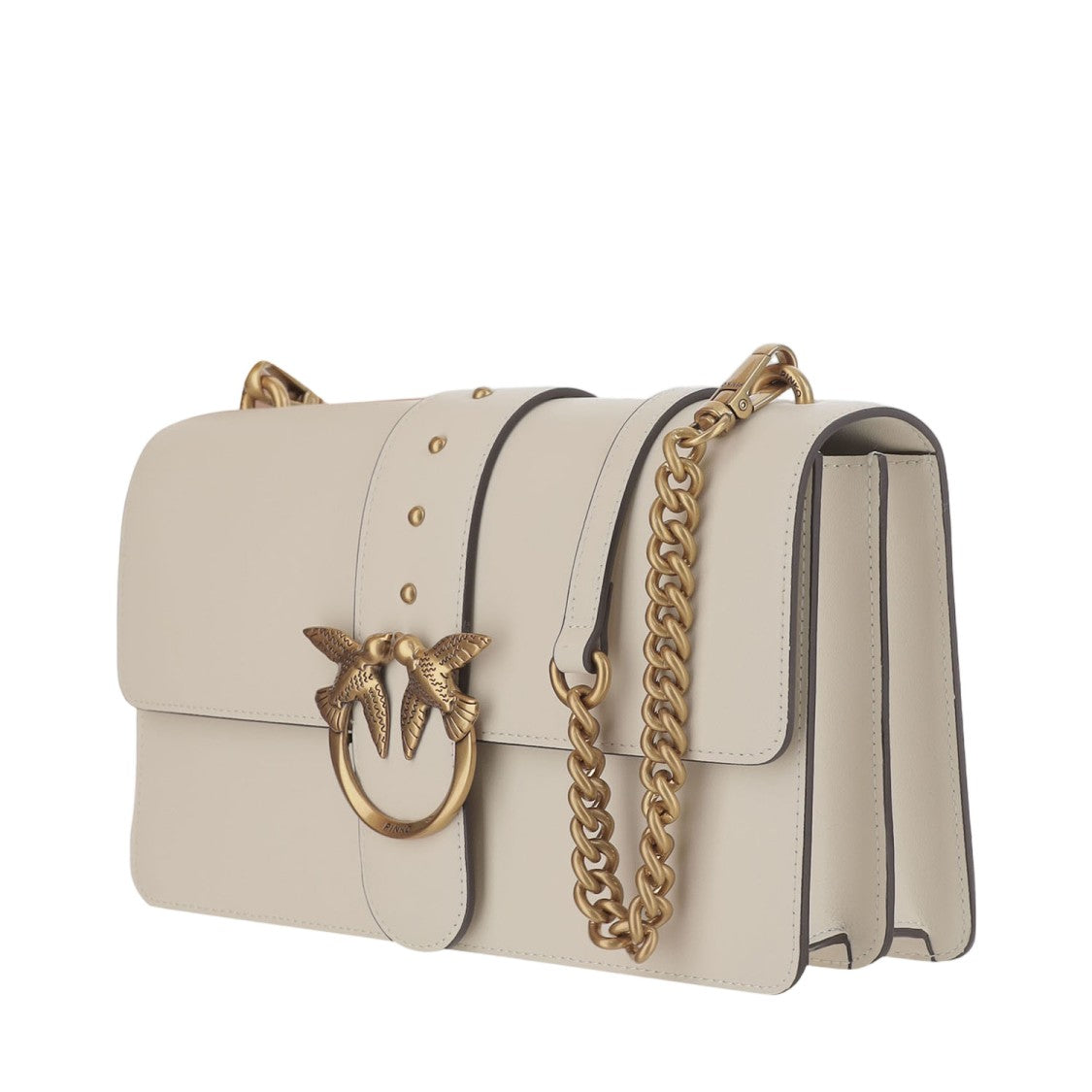 Pinko White Leather Flap Bag