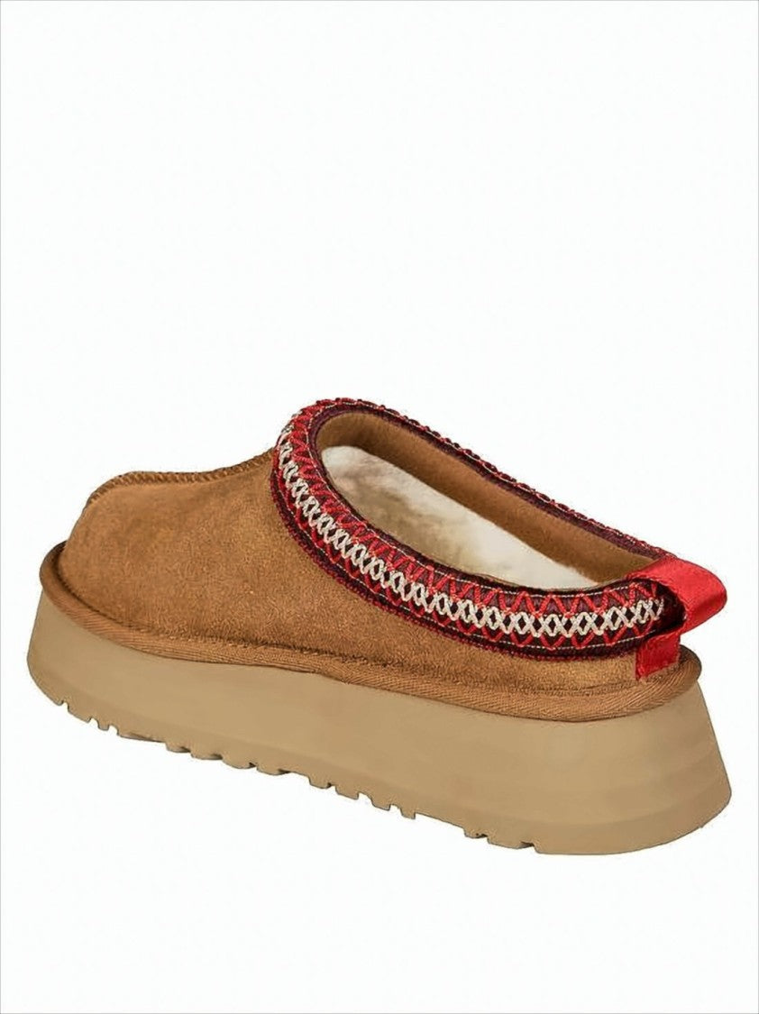 Ugg Brown Suede Slip-On Mules With Decorative Woven Trim