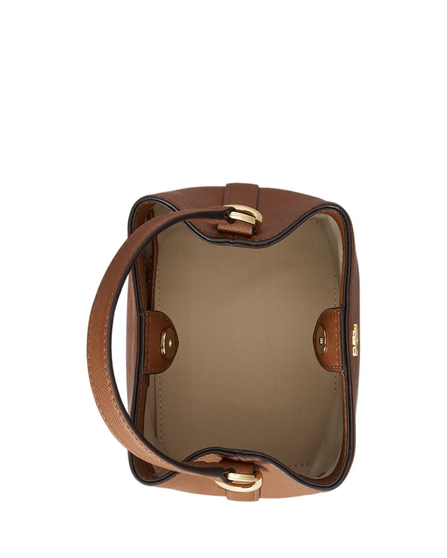 Lauren Ralph Lauren Compact Crosshatch Leather Bucket Bag