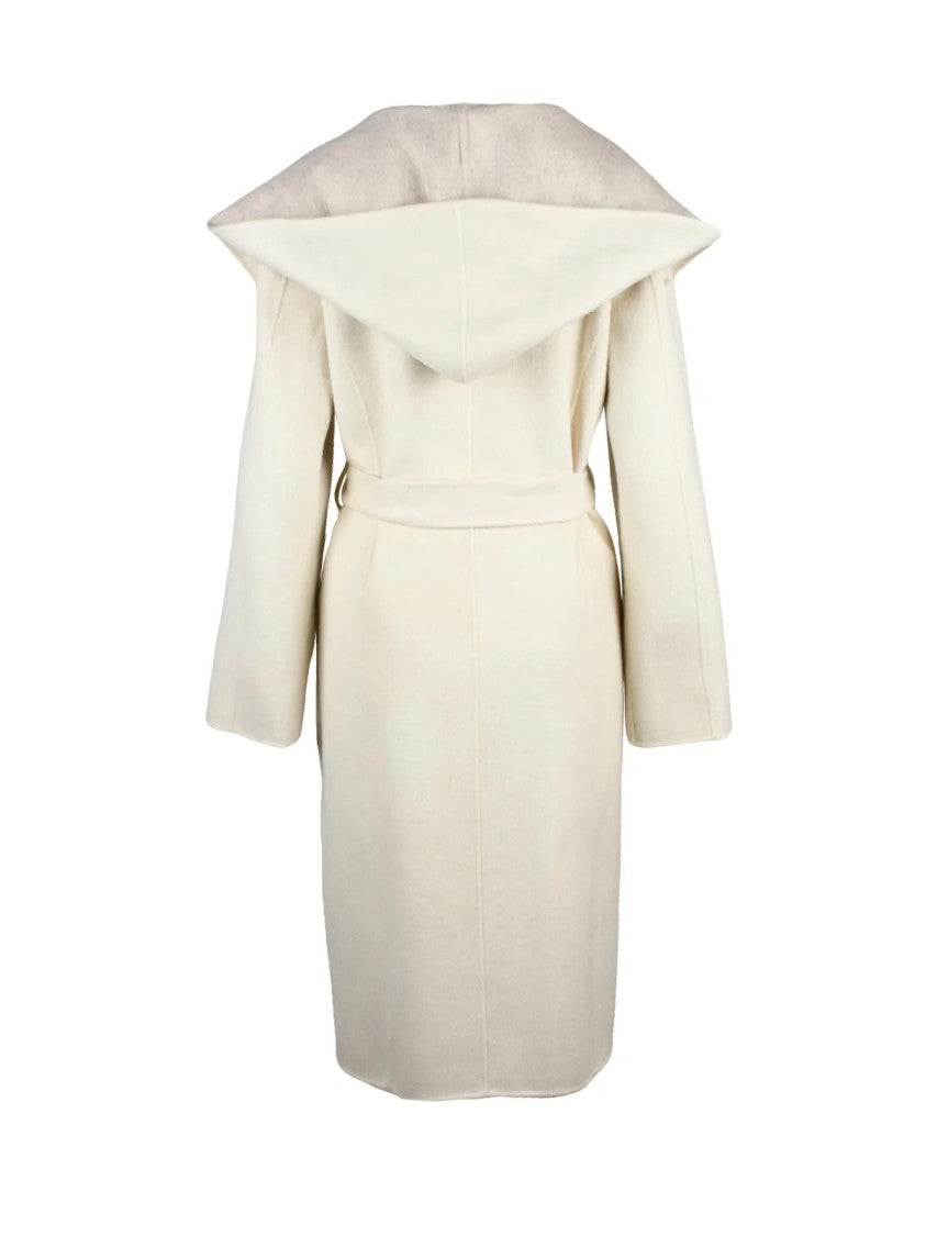 P.A.R.O.S.H. Reversible Belted Coat With Oversized Collar And Textured Wool