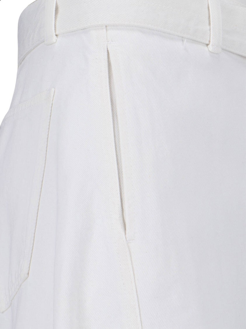 Lemaire White Twisted Cotton Curved Trousers