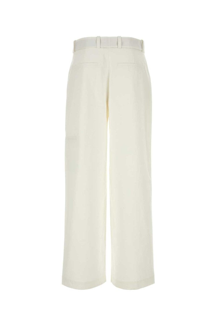 Jil Sander White Cotton Wide-Leg Pant