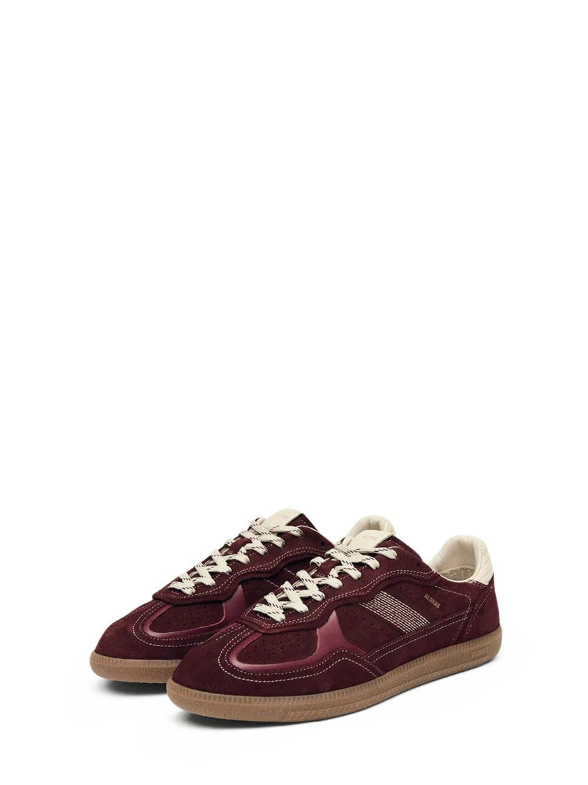 Alohas Burgundy Leather Sneakers With Cream Accents