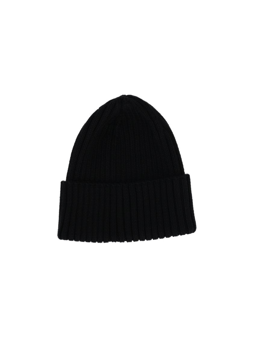 Ruslan Baginskiy Black Ribbed Wool-Blend Logo Beanie