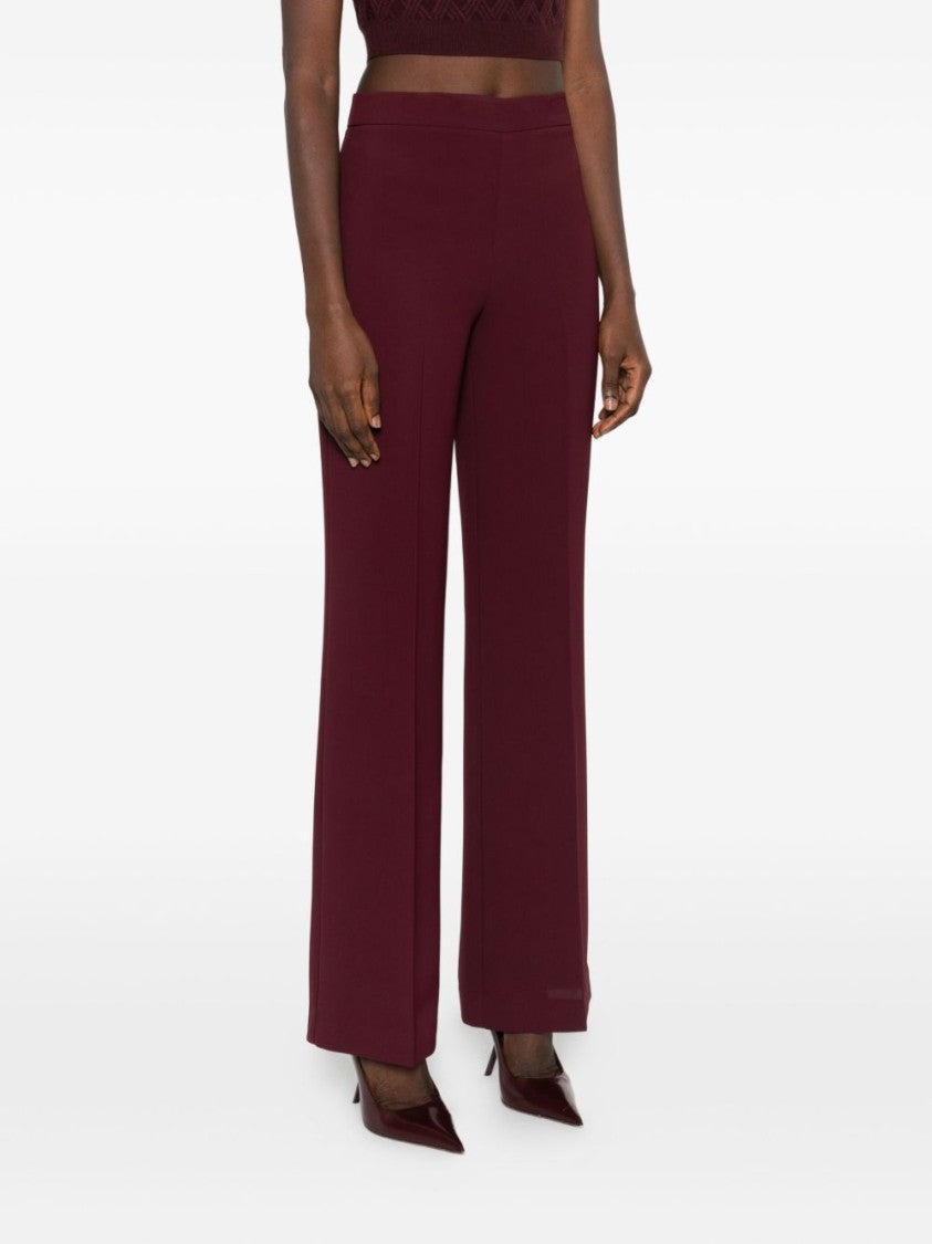 Twin-Set Bordeaux Wide-Leg Trousers With High Waist