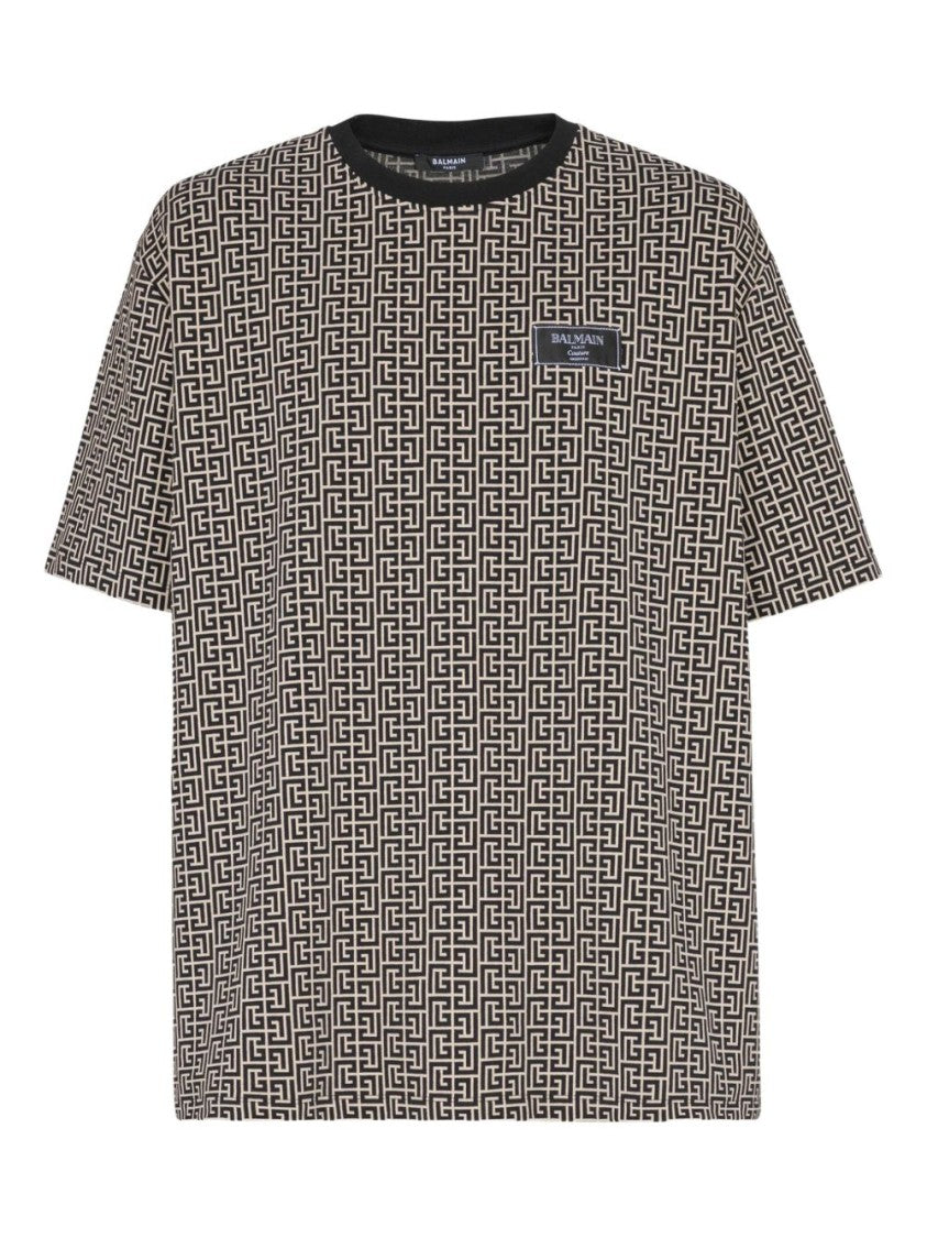 Balmain Geometric Pattern Silk And Nylon T-Shirt