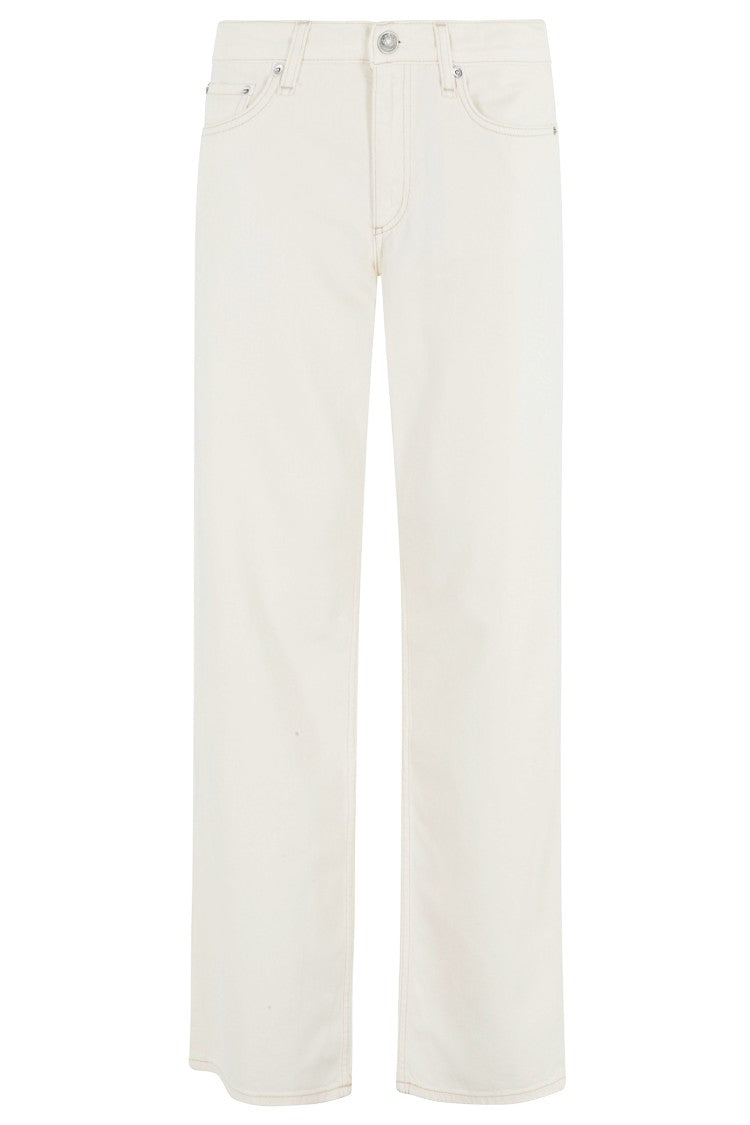 Rag & Bone Ecru Saige Full Straight Five-Pocket Cotton-Blend Jeans