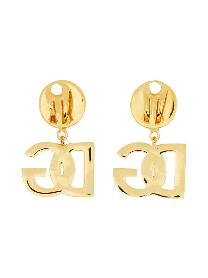 Dolce & Gabbana Dg Logo Polished Brass Earrings