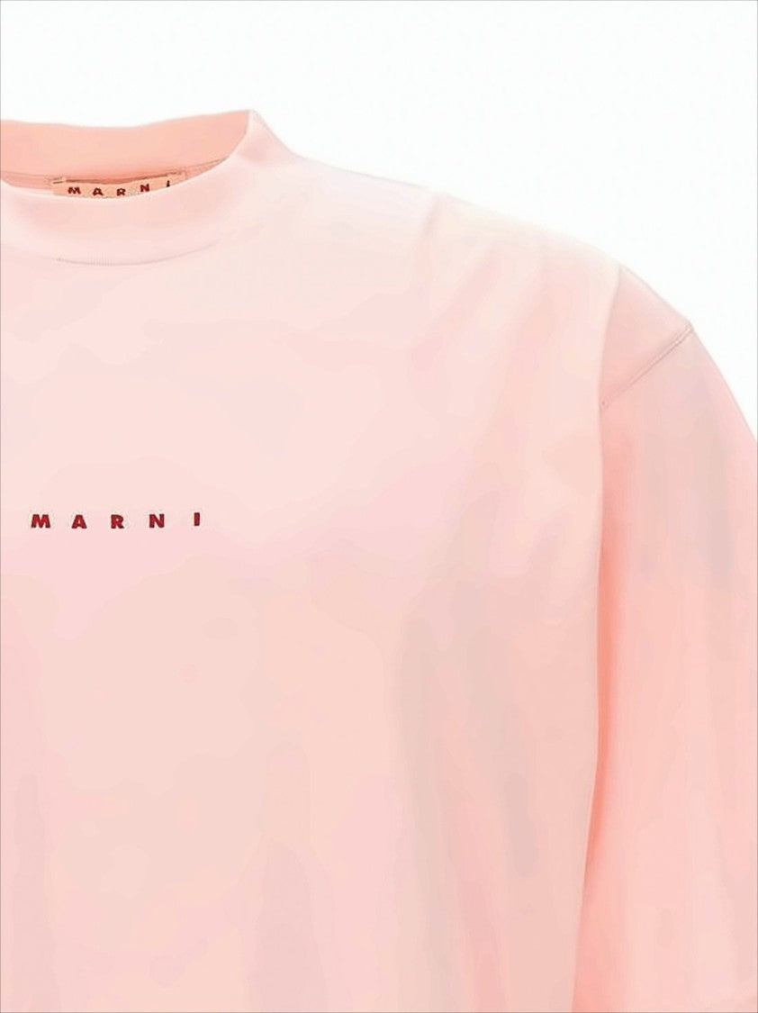 Marni Relaxed Fit Pastel Pink T-Shirt With Centered Logo