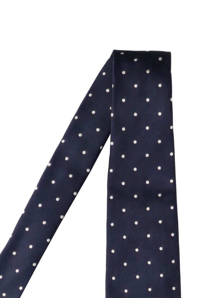 Tom Ford Narrow Navy Tie With White Polka Dots