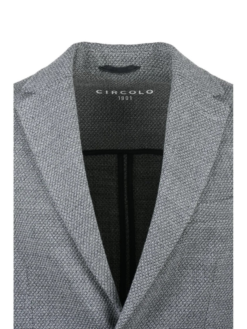 Circolo 1901 Rounded Virgin Wool Blazer With Textured Fabric And Two-Button Closure