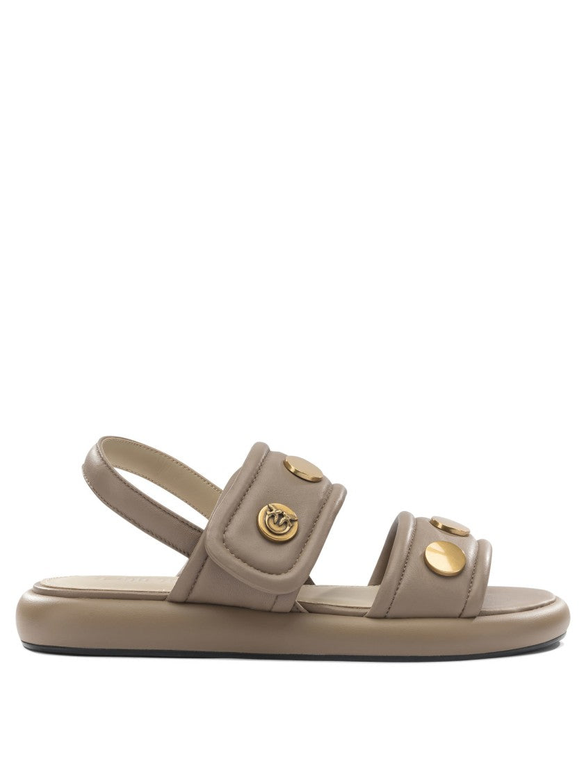 Pinko Beige Leather Sandals
