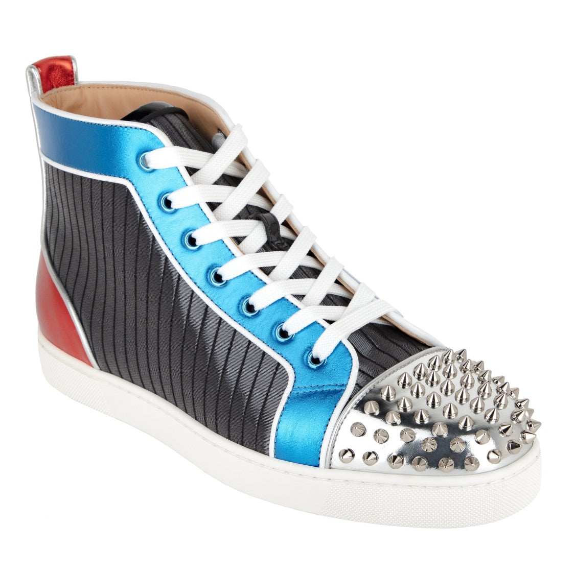 Christian Louboutin Lou Spikes Orlato Flat 'Pleated Metallic'
