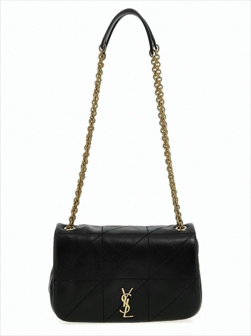 Saint Laurent Geometric Stitching Shoulder Bag With Gold Hardware