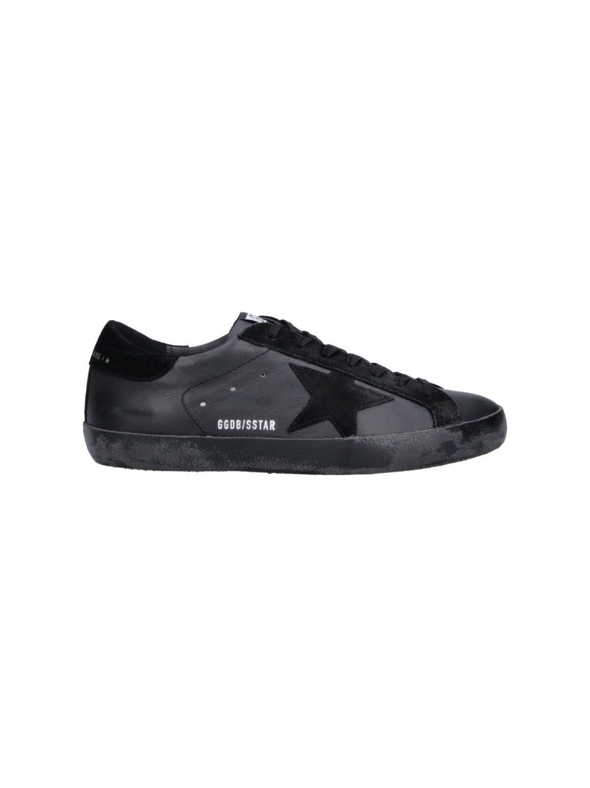 Golden Goose Low-Top Black Leather Sneakers With Distressed Sole