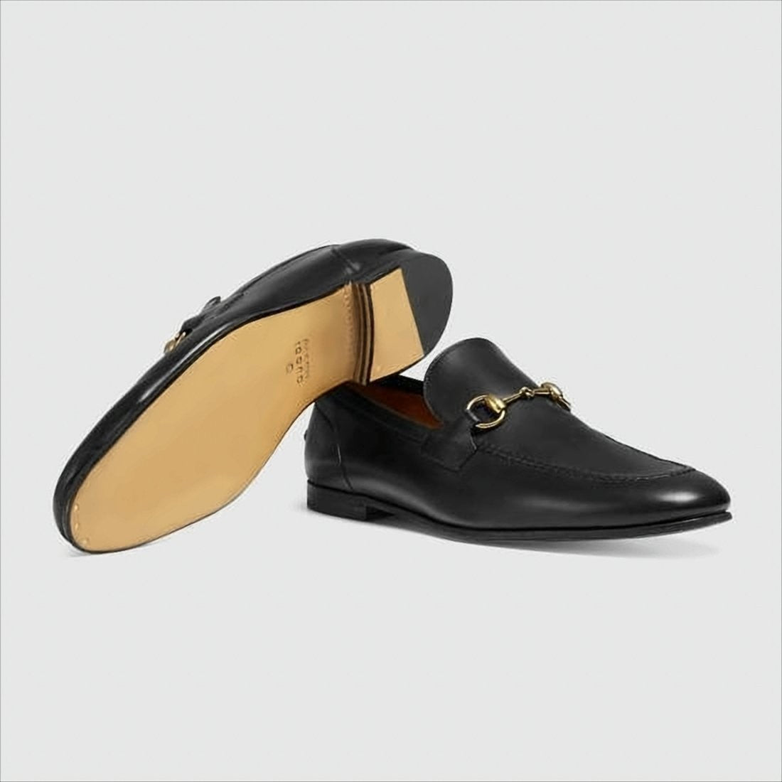 Gucci Black Leather Loafers With Gold Horsebit Detail