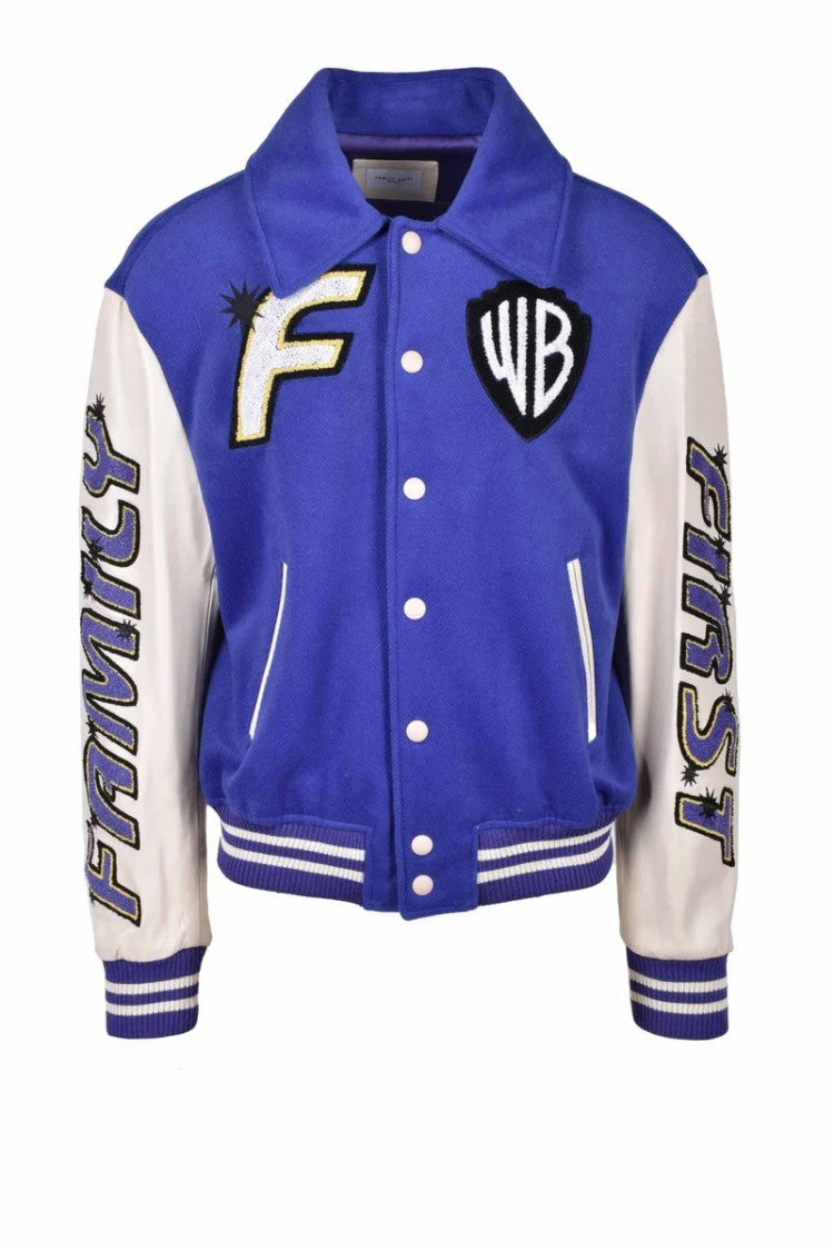 Family First Varsity-Style Jacket With Embroidered Accents
