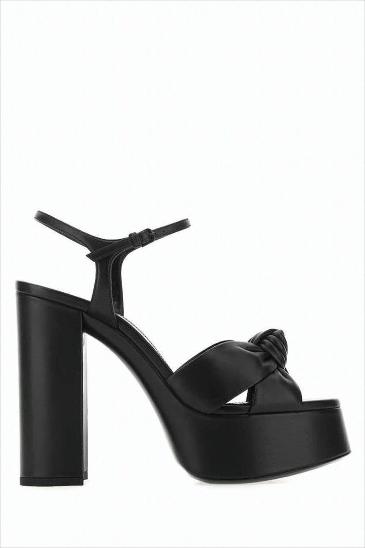Saint Laurent Block Heel Sandals With Knotted Strap