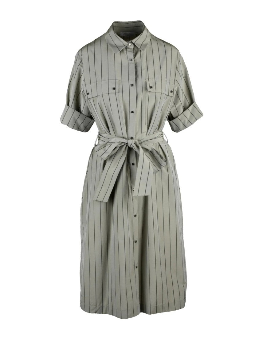 Antonelli Green Cotton Polyester Women Chemise Dress