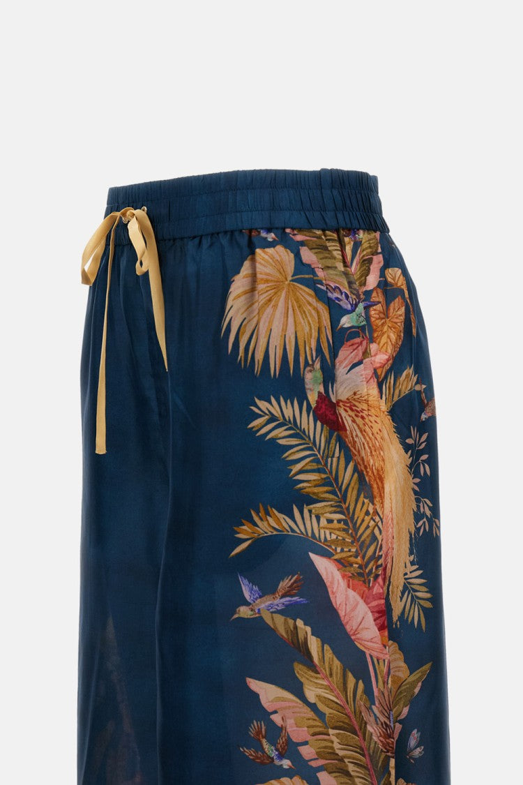 Zimmermann Flowing Floral Print Wide Trousers With Elasticated Waist