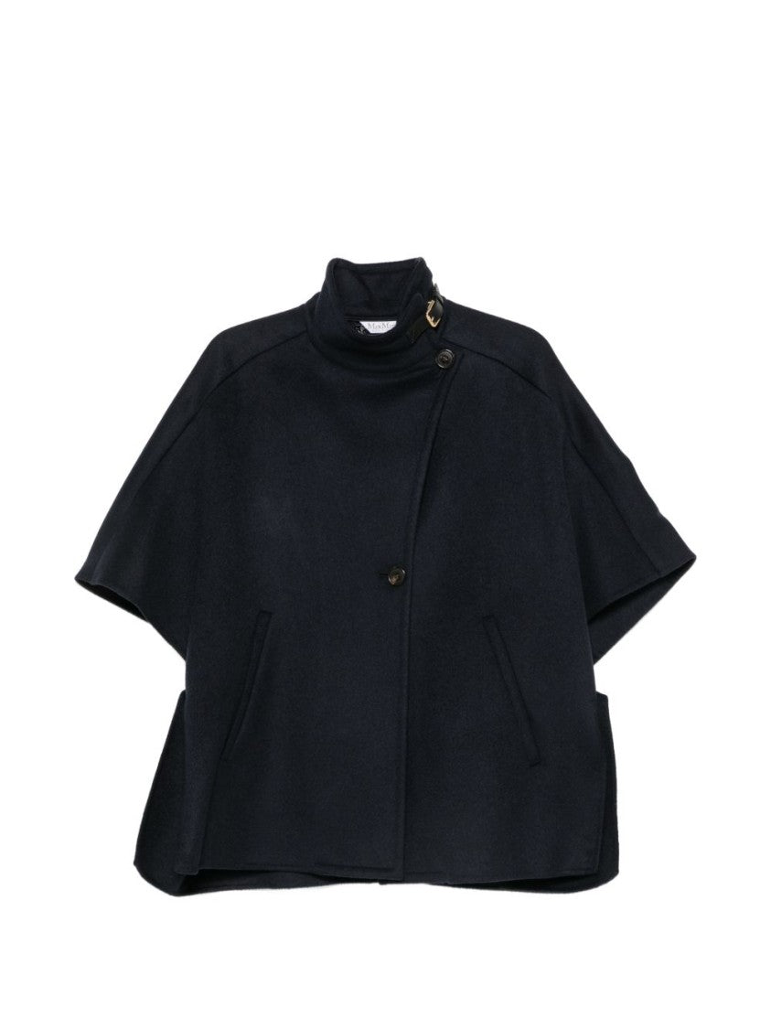 Max Mara High Collar Flowing Sleeves Silk-Nylon Cape